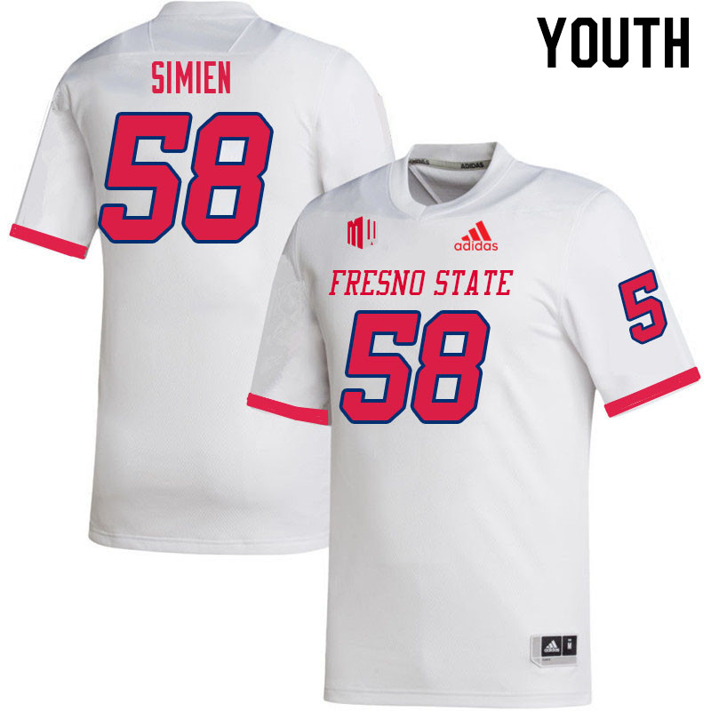 Youth #58 Marcus Simien Fresno State Bulldogs College Football Jerseys Sale-White